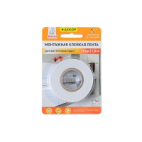 Двусторонняя вспененная монтажная лента 19 мм*1,5 м, белая, Милен Декор