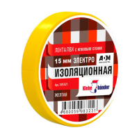 Изолента, ПВХ, 15 мм*20 м, 130 мкм, 4Кв, желтая, Klebebänder