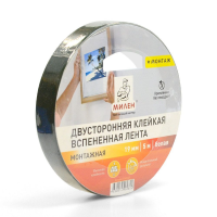 Двусторонняя вспененная монтажная лента 19 мм*5 м, белая, Милен